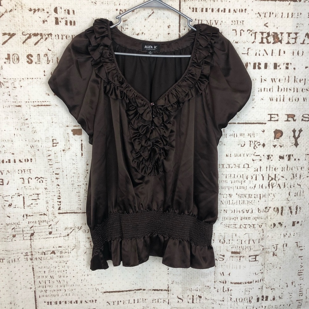 Allen B. Ruffle Brown Blouse